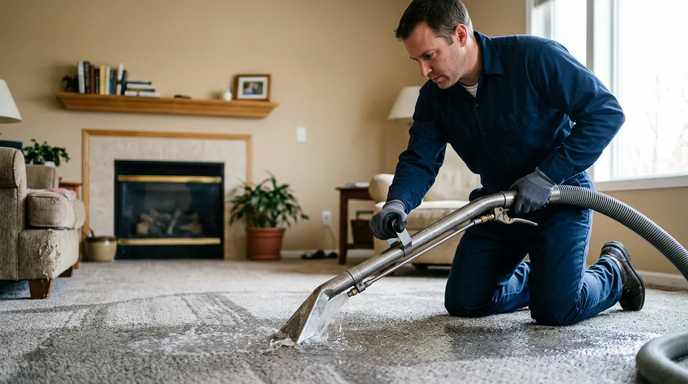 Water damage restoration technician working near Holland, MN